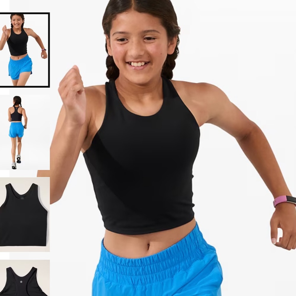 🔥Athleta Girl Long Distance Bra Tank Top Longline Black